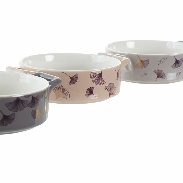 DKD Home Decor Set de 4 Cuencos NEW BONE Dorado y Gris