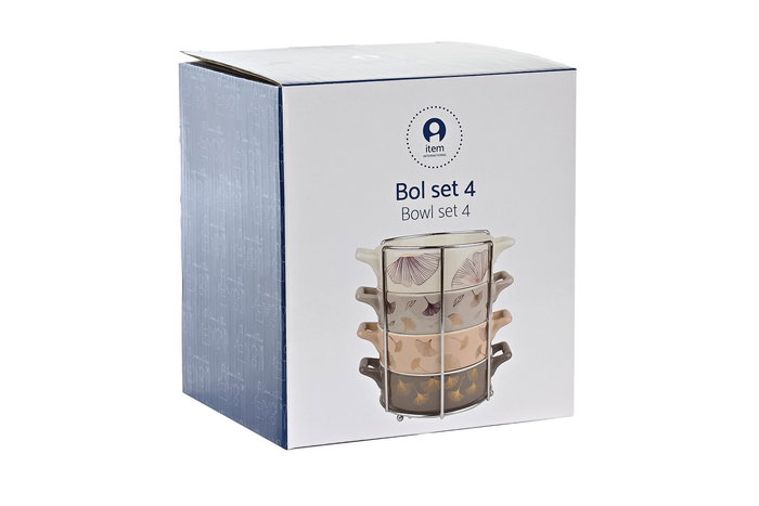 DKD Home Decor Bol Moderno Gris Rosa 12.5 x 4.3 x 16.8 cm Set de 4