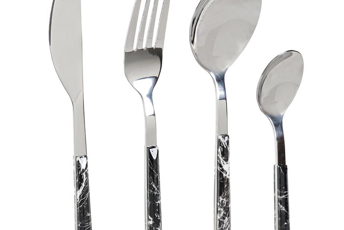 Cuberteria Glam DKD Home Decor Negro Plateado 1.2 x 22.5 x 2 cm Set de 16 Cuberteria Glam DKD Home Decor Negro Plateado 1.2 x 22.5 x 2 cm Set de 16