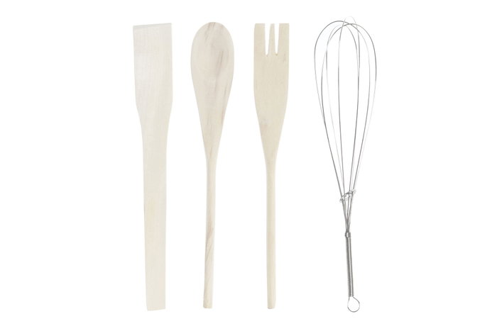 DKD Home Decor Set de 5 Utensilios Vichy Sweet Rosa y Blanco