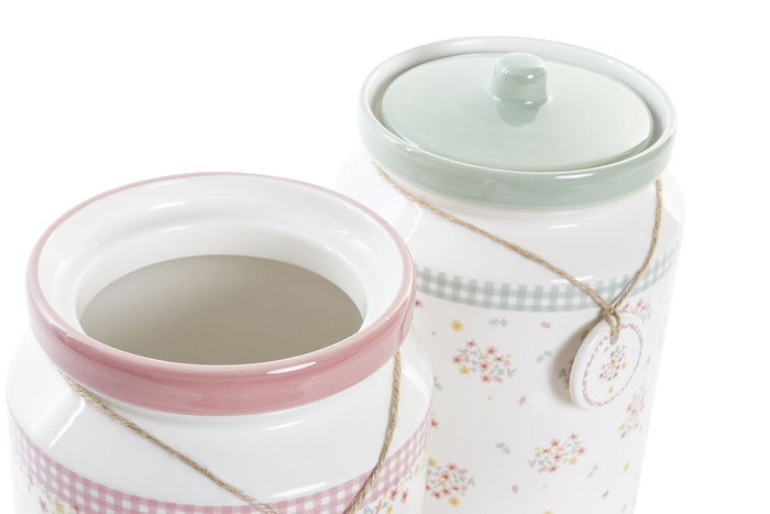 DKD Home Decor Bote Shabby Rosa Verde 15.5 x 15.5 x 21 cm (2 Unidades) DKD Home Decor Bote Shabby Rosa Verde 15.5 x 15.5 x 21 cm (2 Unidades)
