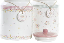 DKD Home Decor Bote Shabby Rosa Verde 15.5 x 15.5 x 21 cm (2 Unidades)