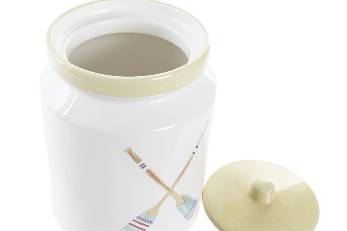 DKD Home Decor Bote Colección Salitre Ambiente Mediterraneo Dolomita Multicolor Rosa Palo y Verde Menta 15 x 22 x 15 cm (4 Unidades)