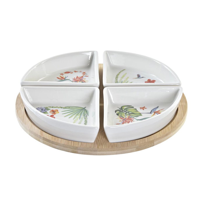 DKD Home Decor Set de Aperitivo Tropic Garden de 5 Piezas en Gres