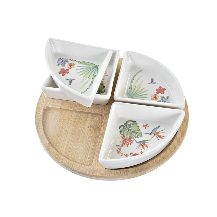 DKD Home Decor Set de Aperitivo Tropic Garden de 5 Piezas en Gres