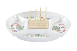 DKD Home Decor Aperitivo Tropical Tropic Garden Gres Bambú Multicolor Natural 23.5 x 7 x 23.5 cm