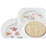 DKD Home Decor Bandeja de Aperitivo Gres y Bambú Tropic Garden 22x22x7 cm