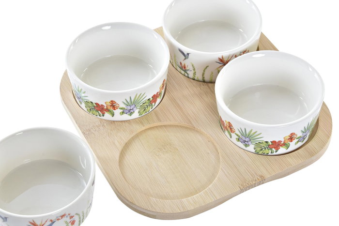 Aperitivo Tropical DKD Home Decor Multicolor Natural 19.7 x 1 x 19.7 cm Set de 5