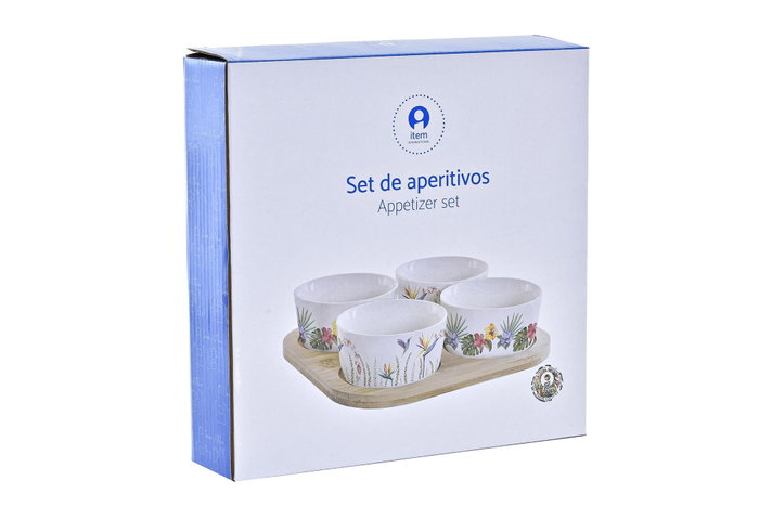 Aperitivo Tropical DKD Home Decor Multicolor Natural 19.7 x 1 x 19.7 cm Set de 5