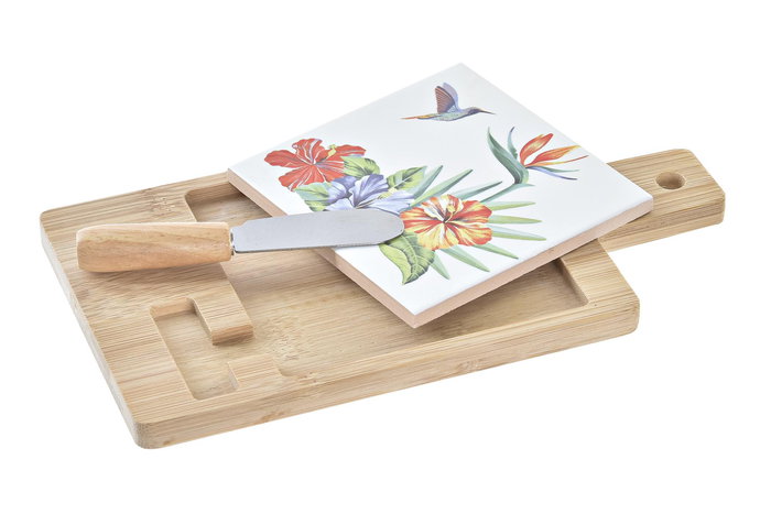 DKD Home Decor Tropic garden Tabla Aperitivo Bambú Gres Multicolor Natural Set 3 Piezas 21.5 x 11.8 x 1.5 cm DKD Home Decor Tropic garden Tabla Aperitivo Bambú Gres Multicolor Natural Set 3 Piezas 21.5 x 11.8 x 1.5 cm