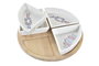 DKD Home Decor Set de Aperitivo Salitre 5 Piezas de Gres y Bambú Azul y Natural