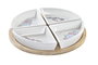 DKD Home Decor Set de Aperitivo Salitre 5 Piezas de Gres y Bambú Azul y Natural