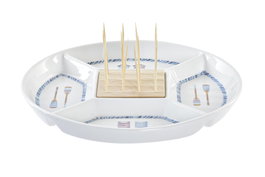 DKD Home Decor Salitre Aperitivo Mediterraneo Gres Bambu Azul Natural 23.5 x 7 x 23.5 cm