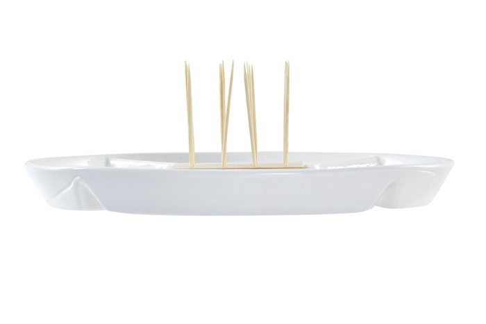 DKD Home Decor Salitre Aperitivo Mediterraneo Gres Bambu Azul Natural 23.5 x 7 x 23.5 cm