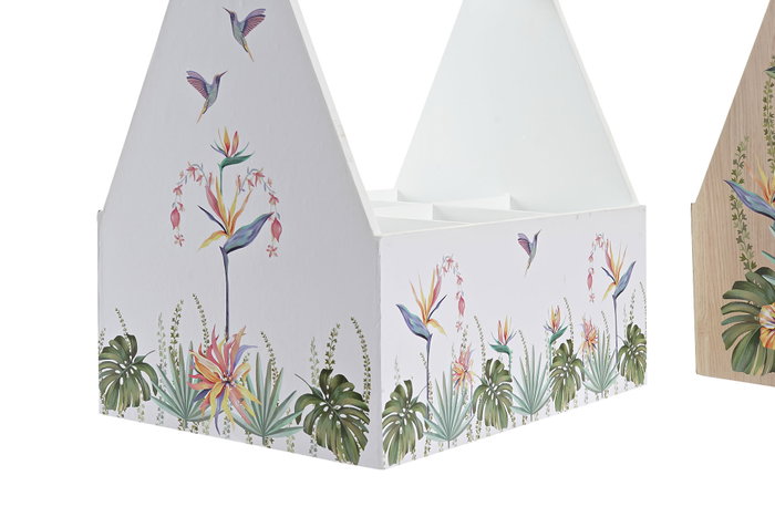 DKD Home Decor Portavasos MDF Tropic Garden, Surtido de 2 unidades