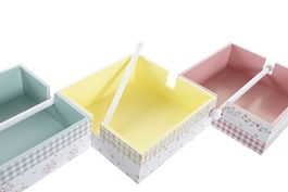 DKD Home Decor Servilletero Vichy Sweet 18 x 6 x 22 cm Verde Rojo (3 Unidades) Shabby