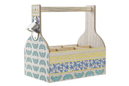 DKD Home Decor Portavasos Colonial Azul Turquesa 16.5 x 25 x 27 cm (2 Unidades)