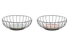 DKD Home Decor Africa Gres Frutero Colonial Azul Turquesa Metal y MDF 28 x 11 x 28 cm (2 Unidades)