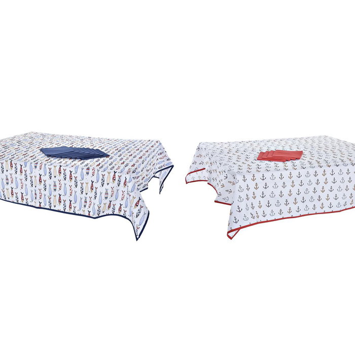 DKD Home Decor Set de 5 Manteles Costa Peces de Algodón, Surtido de 2