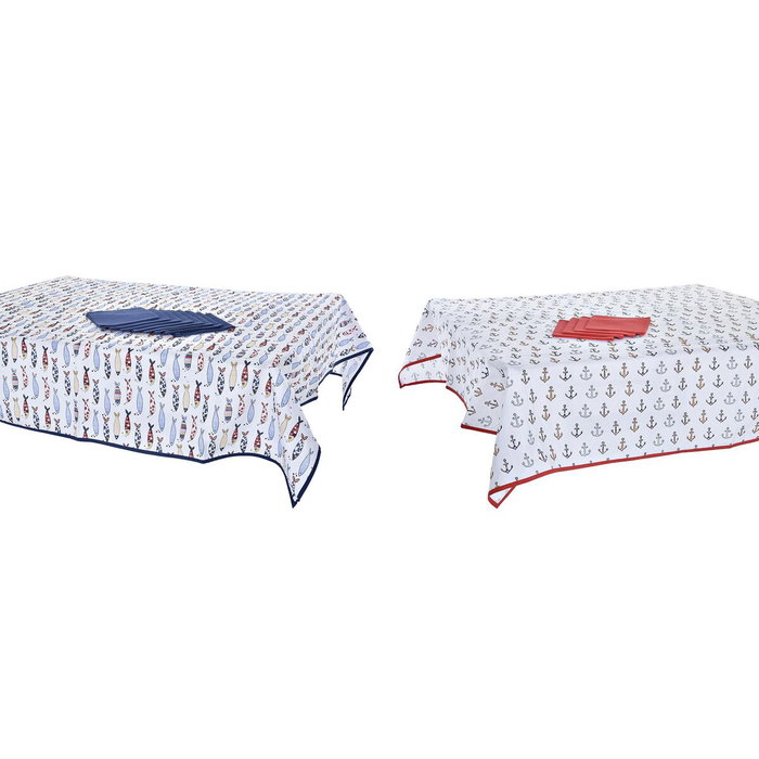 DKD Home Decor Set de 9 Manteles de Algodón Costa Peces 150x250x0,5 cm Surtido de 2 DKD Home Decor Set de 9 Manteles de Algodón Costa Peces 150x250x0,5 cm Surtido de 2