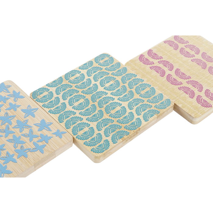 DKD Home Decor Set de 6 Posavasos de Bambú Africa Turquesa