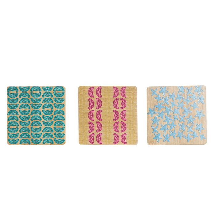 DKD Home Decor Set de 6 Posavasos de Bambú Africa Turquesa