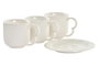 DKD Home Decor Set de 6 Tazas de Porcelana y Bambú, Blancas y Naturales, 90ml Capacidad, 12 x 25 x 26 cm