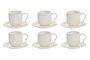 DKD Home Decor Set de 6 Tazas de Porcelana y Bambú, Blancas y Naturales, 90ml Capacidad, 12 x 25 x 26 cm