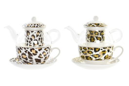DKD Home Decor Set de 2 Teteras de Cristal Leopardo LEOPARD SHENGDA 250ml