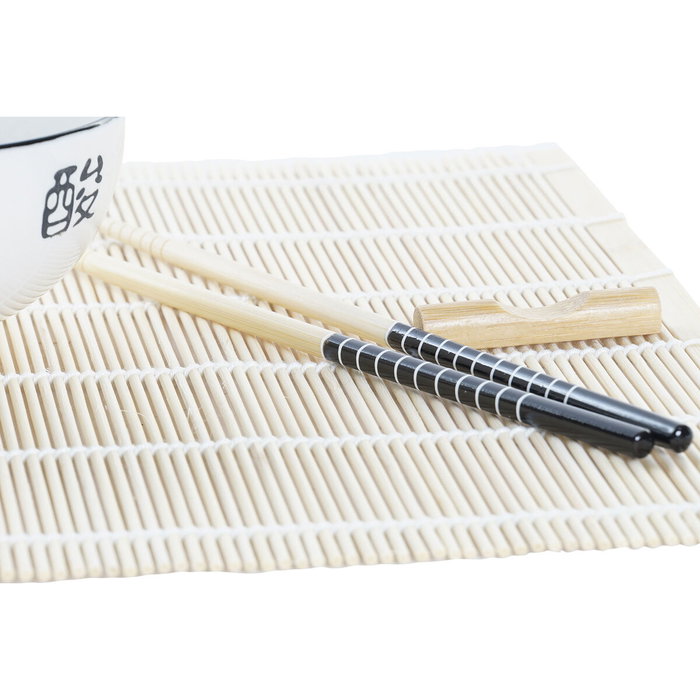 DKD Home Decor Sushi Set 16 de Gres y Bambú Blanco DKD Home Decor Sushi Set 16 de Gres y Bambú Blanco