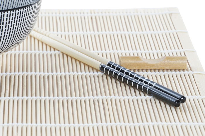 DKD Home Decor Set 16 piezas Sushi Oriental Bambú Gres Negro Natural 14.5 x 31 x 14.5 cm