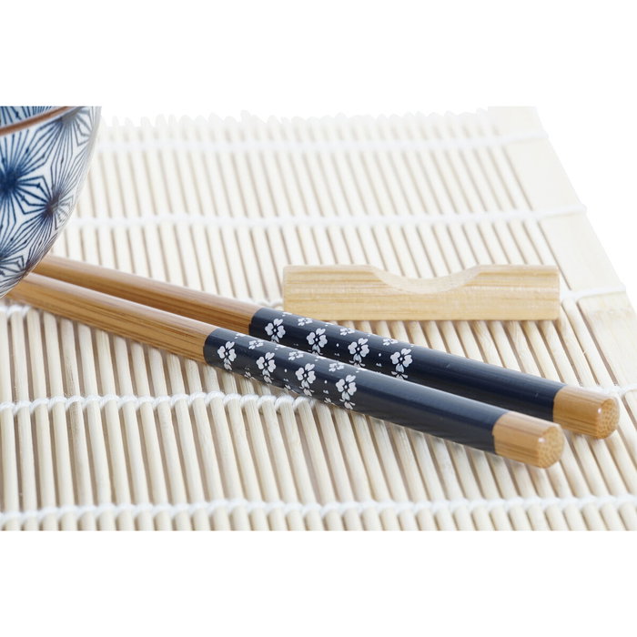 DKD Home Decor Sushi Set 16 Gres y Bambú Azul DKD Home Decor Sushi Set 16 Gres y Bambú Azul
