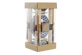 DKD Home Decor Set de 16 Piezas Sushi Oriental Gres y Bambú Azul Blanco 14.5 x 14.5 x 31 cm
