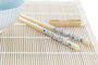 DKD Home Decor Set 16 Piezas Sushi Azul Blanco Gres Bambú 14.5 x 14.5 x 31 cm Apto Microondas y Lavavajillas