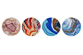 DKD Home Decor Posavasos Moderno Multicolor Azul Dolomite Corcho Set de 4 10.8 x 10.8 x 0.7 cm