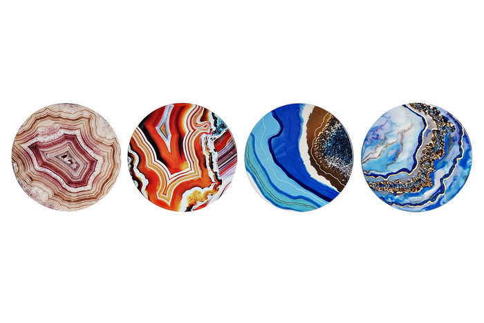 DKD Home Decor Posavasos Moderno Multicolor Azul Dolomite Corcho Set de 4 10.8 x 10.8 x 0.7 cm DKD Home Decor Posavasos Moderno Multicolor Azul Dolomite Corcho Set de 4 10.8 x 10.8 x 0.7 cm