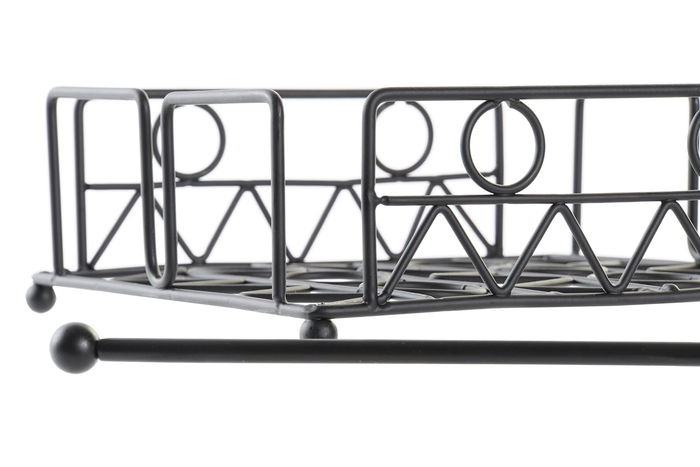 DKD Home Decor Black surewell Servilletero Metal Negro 18 x 7 x 18 cm Cottage