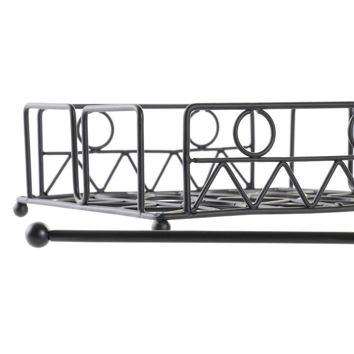 DKD Home Decor Servilletero de Metal Geométrico Negro
