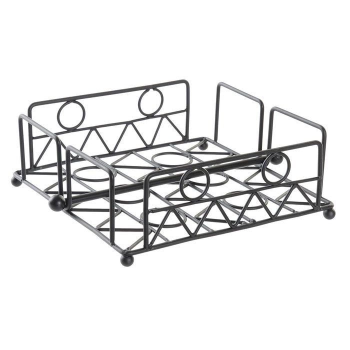 DKD Home Decor Servilletero de Metal Geométrico Negro