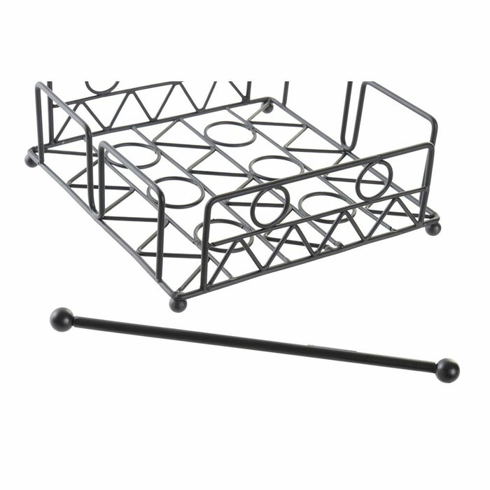 DKD Home Decor Servilletero de Metal Geométrico Negro