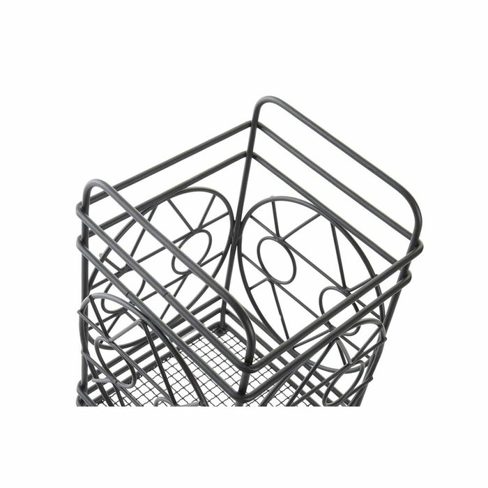 DKD Home Decor Cubertero de Metal Geométrico Negro