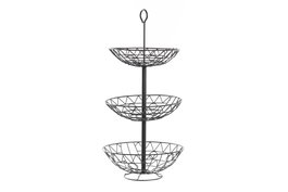DKD Home Decor Black surewell Frutero Negro Metal Geométrico 3 Pisos Desmontable 28 x 58 x 28 cm