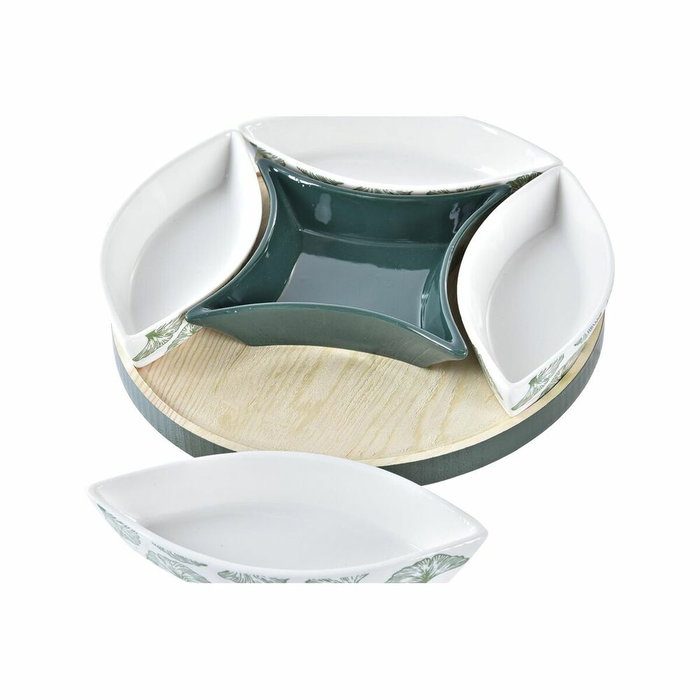 DKD Home Decor Set de 6 Tablas para Aperitivo de Gres y MDF con Diseño de Hojas Verde DKD Home Decor Set de 6 Tablas para Aperitivo de Gres y MDF con Diseño de Hojas Verde