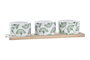 DKD Home Decor Tabla Aperitivo Tropical Gres Bambu Verde Blanco Natural Hojas Set 4 28 x 1.5 x 9.7 cm