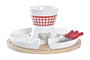 DKD Home Decor Fondue Rojo Blanco 26.5 x 1.5 x 26.5 cm Set de 10 Piezas Gres Bambu