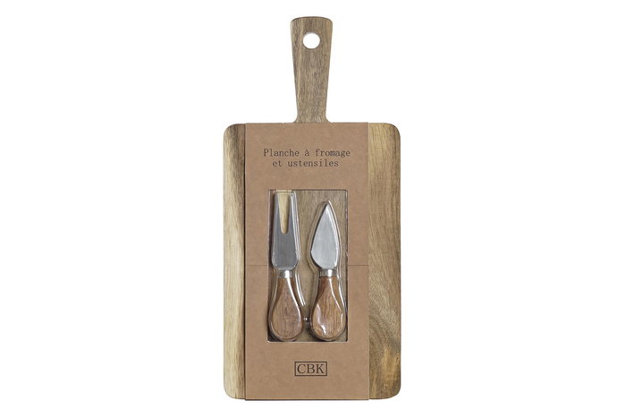 Tabla Cortar Cottage DKD Home Decor Natural 16 x 3.2 x 34 cm Set de 3