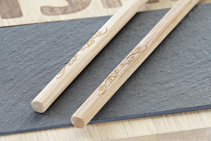 DKD Home Decor Set de 7 Piezas Sushi Oriental Bambú Pizarra Natural Negro 22 x 3 x 25 cm