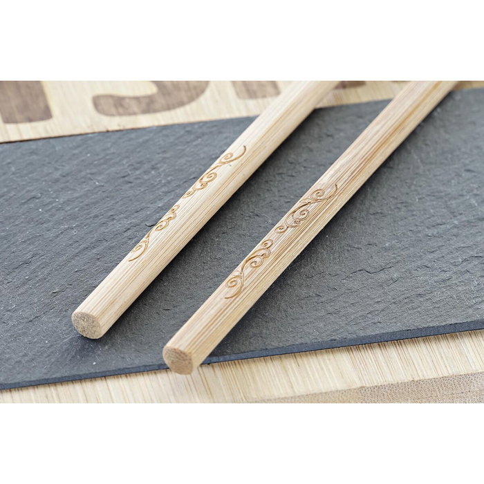 DKD Home Decor Set de Sushi de 7 Piezas en Bambú y Pizarra Natural