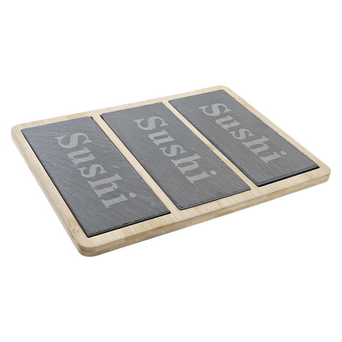 Set de Sushi DKD Home Decor Bambú Pizarra Negro Natural Oriental 25 x 19 x 3 cm Set de Sushi DKD Home Decor Bambú Pizarra Negro Natural Oriental 25 x 19 x 3 cm
