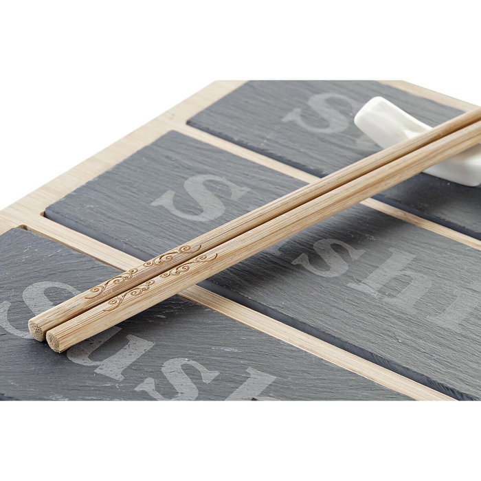 DKD Home Decor Sushi Set 7 Bambú y Pizarra Natural DKD Home Decor Sushi Set 7 Bambú y Pizarra Natural